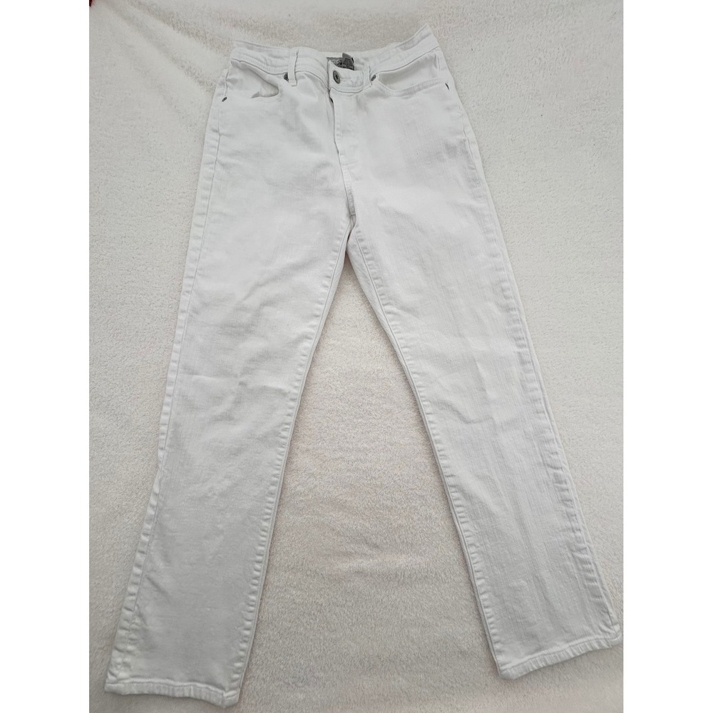 Chicos Platinum Denim White Straight Leg Jeans Size 1.5 Regular US 10